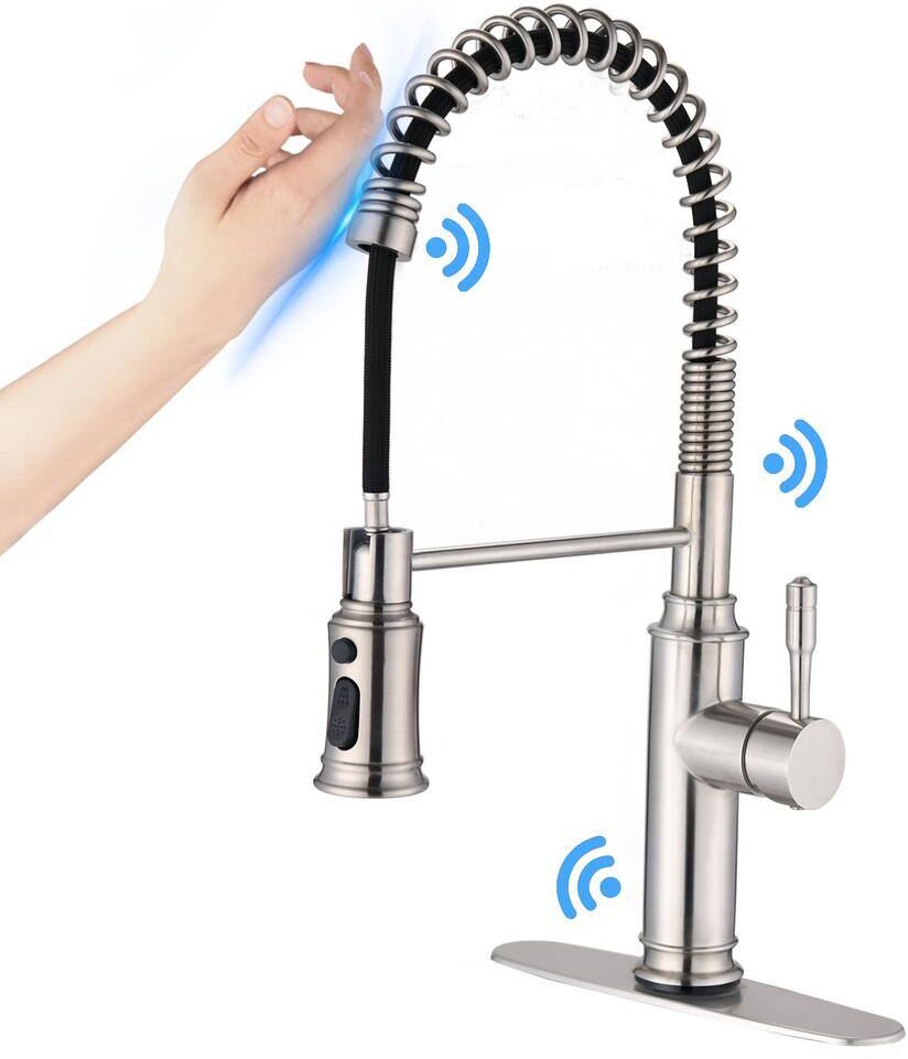 matrix decor Single Handle Touch Pull Down Sprayer Kitchen Faucet with Spot Resistant in Brushed Nickel