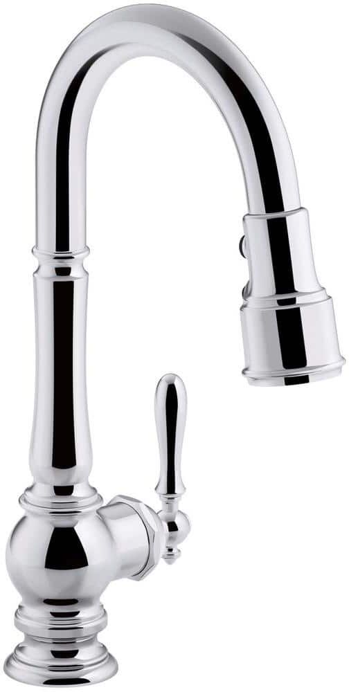 KOHLER Artifacts Single-Handle Pull-Down Sprayer Kitchen Faucet in Polished Chrome