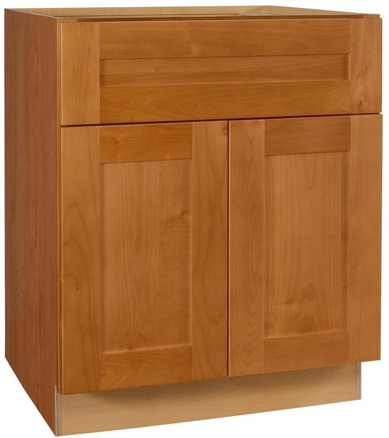 Home Decorators Collection Hargrove Cinnamon Stain Plywood Shaker Assembled Sink Base Kitchen Cabinet Soft Close 27 in W x 24 in D x 34.5 in H