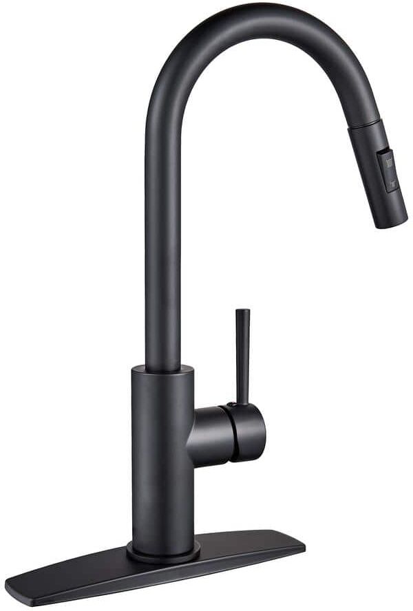 FORIOUS Kitchen Faucet Single Handle Pull Down Sprayer Sink Faucet Black in Kitchen