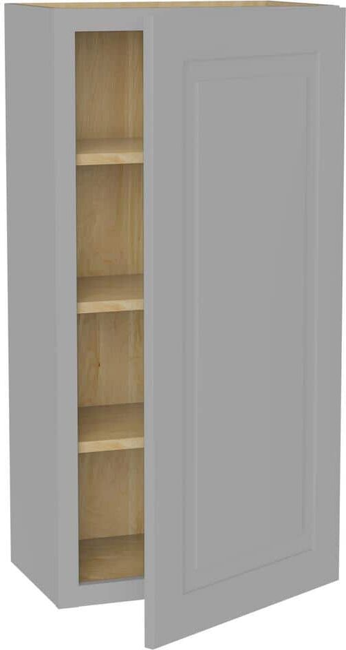 Home Decorators Collection Grayson Pearl Gray Painted Plywood Shaker Assembled Wall Kitchen Cabinet Soft Close 15 in W x 12 in D x 42 in H