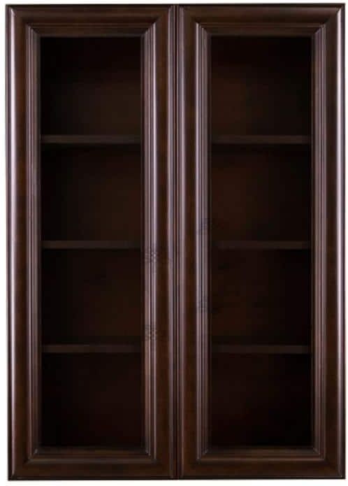 LIFEART CABINETRY Edinburgh Espresso Plywood Glass Door Stock Assembled Wall Kitchen Cabinet (33 in. W x 42 in. H x 12 in. D)