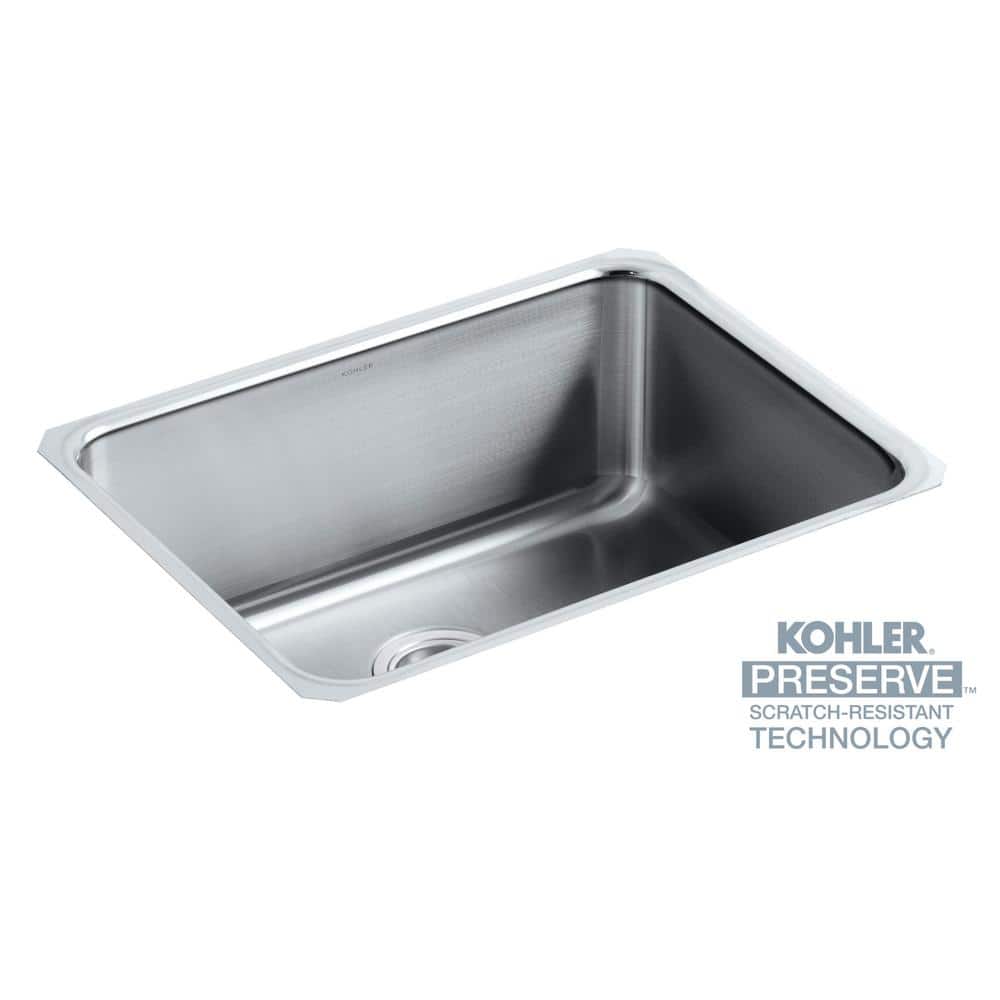 KOHLER Undertone Stainless Steel 23 in. Single Bowl Undermount Kitchen Sink Kit
