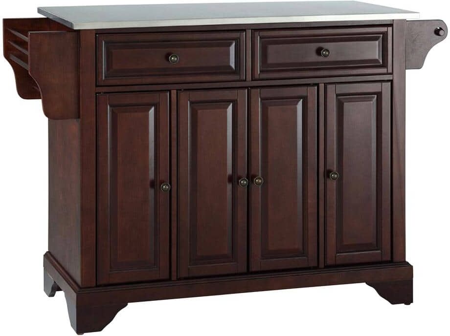 CROSLEY FURNITURE Lafayette Mahogany Kitchen Island with Stainless Steel Top