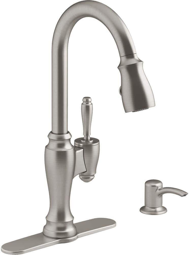 KOHLER Arsdale Single-Handle Pull-Down Sprayer Kitchen Faucet with Soap/Lotion Dispenser in Vibrant Stainless