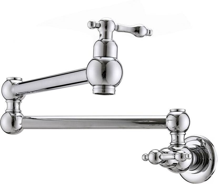 cadeninc Single Handle Wall Mount Kitchen Pot Filler Faucet in Brushed Chrome