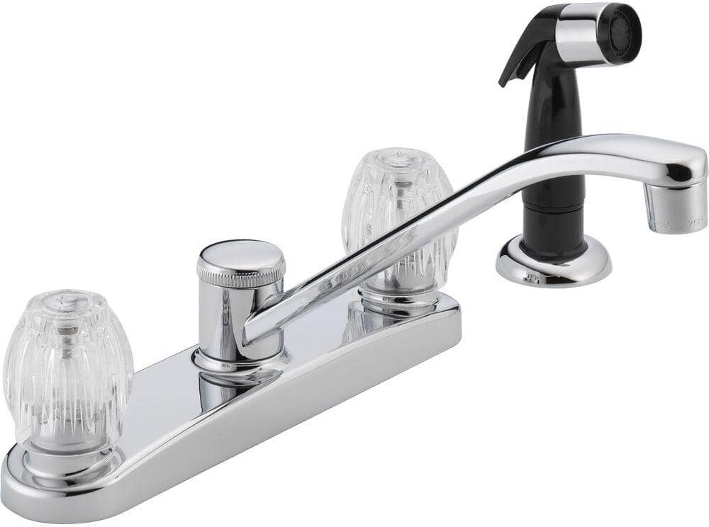 Peerless Core Knob Double-Handle Side Sprayer Standard Kitchen Faucet in Chrome