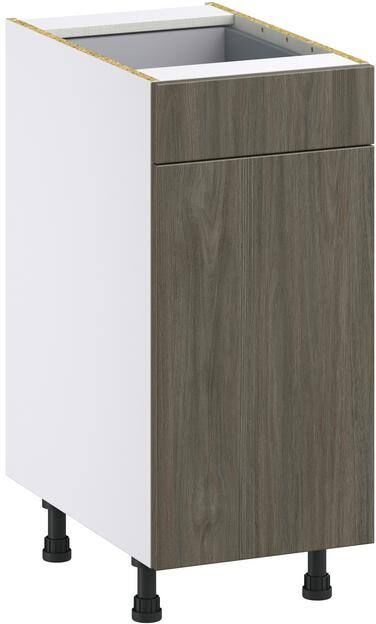 J COLLECTION Medora textured Slab Walnut Assembled Base Kitchen Cabinet With a Pull Out (15 in. W x 34.5 in. H x 24 in. D)