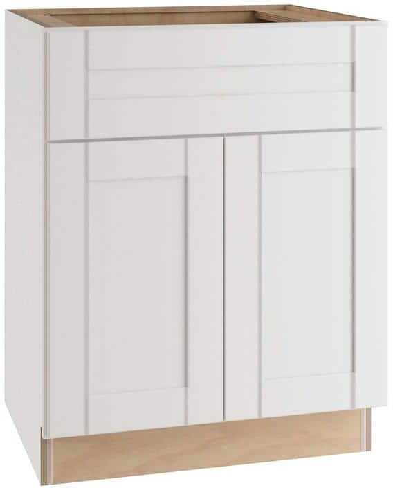 Home Decorators Collection Washington Vesper White Plywood Shaker Assembled Vanity Sink Base Kitchen Cabinet Sft Cls 30 in W x 21 in D x 34.5 in H