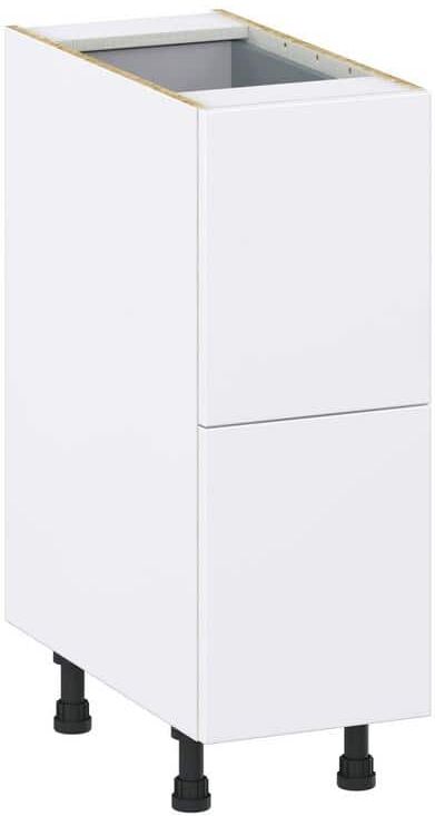 J COLLECTION Fairhope Bright White Slab Assembled Base Kitchen Cabinet with 3 Drawers (12 in. W X 34.5 in. H X 24 in. D)