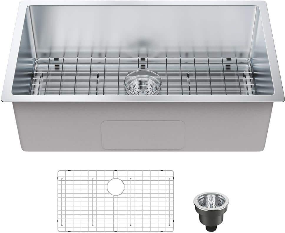 VEVOR Kitchen Sink 304 Stainless Steel Drop-In Sinks 30 in. Undermount Single Bowl Basin with Accessories (Pack of 3)