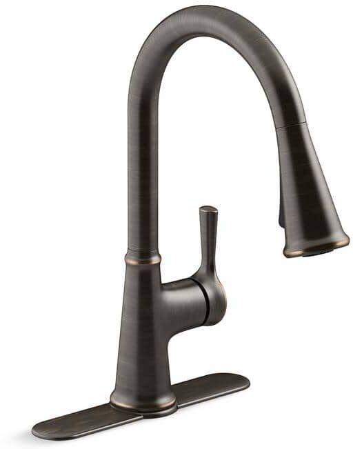 KOHLER Tyne Single-Handle Pull-Down Sprayer Kitchen Faucet in Oil-Rubbed Bronze