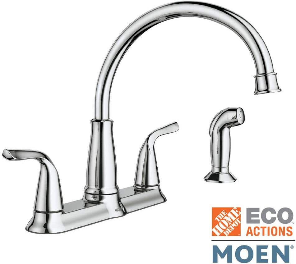 MOEN Brecklyn 2-Handle Standard Kitchen Faucet with Side Sprayer in Chrome