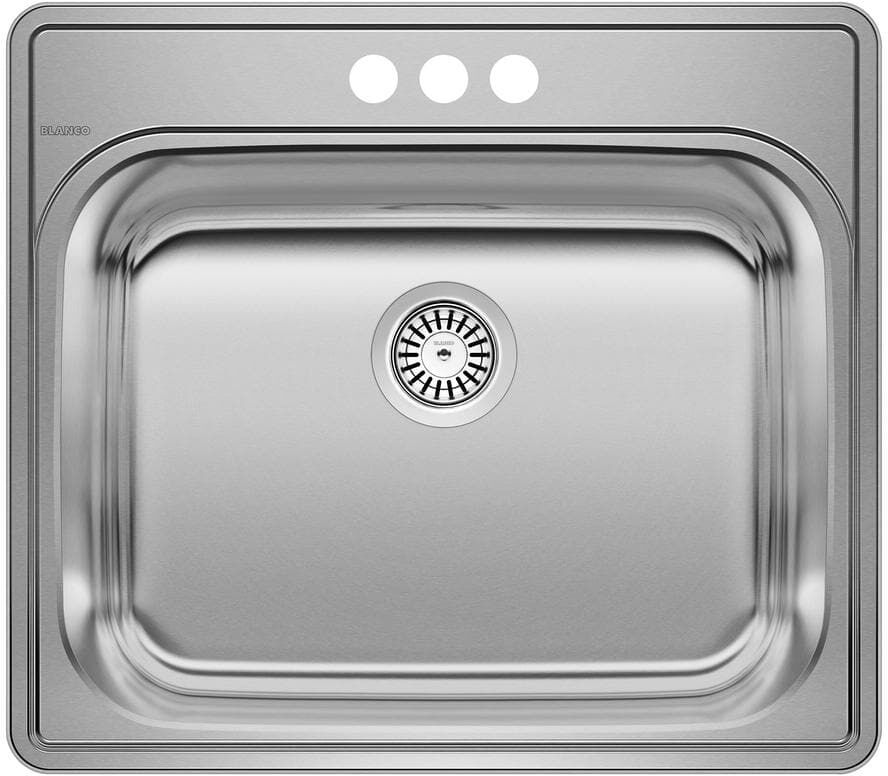 Blanco Essential Drop-in Stainless Steel 25 in. x 22 in. 3-Hole Single Bowl Kitchen Sink in Brushed Satin