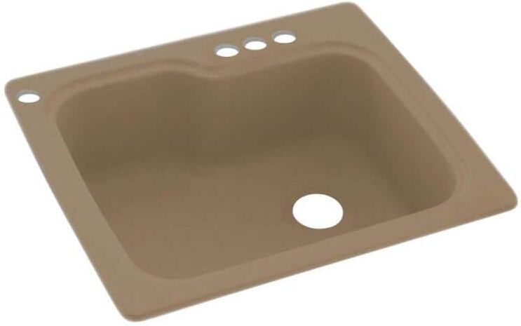 Swan Dual-Mount Barley Solid Surface 25 in. x 22 in. 4-Hole Single Bowl Kitchen Sink