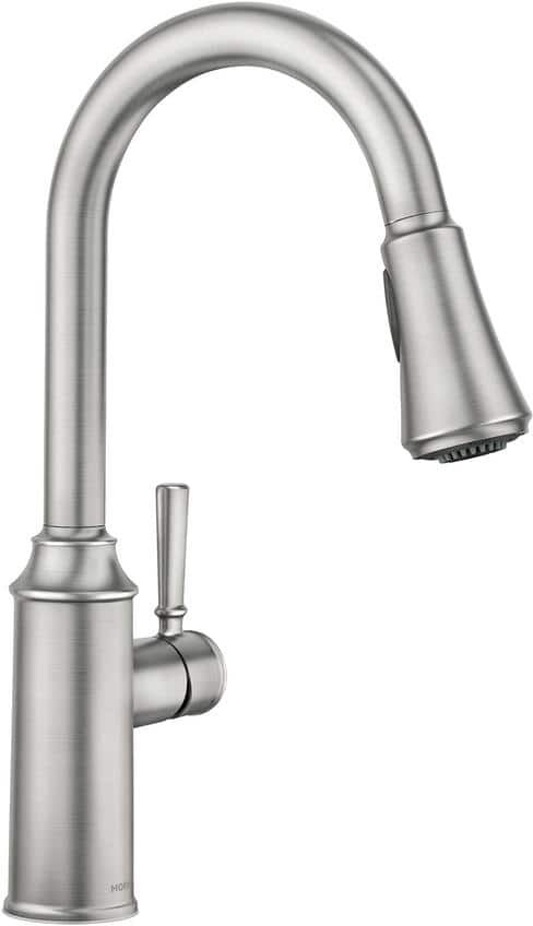 MOEN Conneaut Single Handle Pull-Down Sprayer Kitchen Faucet with Power Clean and Reflex in Spot Resist Stainless