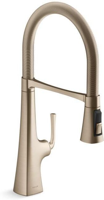 KOHLER Graze Single Handle Semi-Professional Kitchen Sink Faucet with 3-Function Sprayhead in Vibrant Brushed Bronze