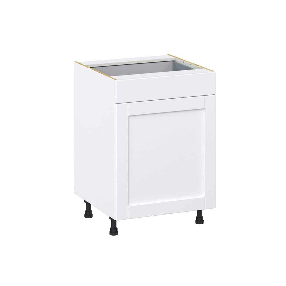 J COLLECTION Mancos Bright White Shaker Assembled Base Kitchen Cabinet With a Pull Out (24 in. W x 34.5 in. H x 24 in. D)
