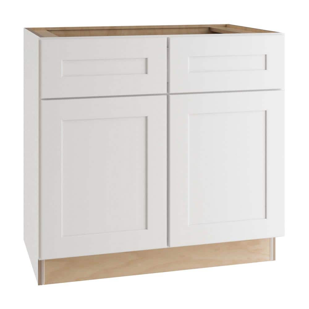 Home Decorators Collection Newport Pacific White Plywood Shaker Assembled Vanity Sink Base Kitchen Cabinet Soft Close 36 in W x 21 in D x 34 in H