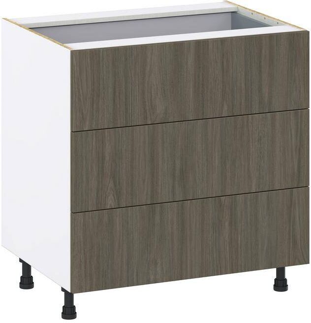 J COLLECTION 12 in. W x 34.5 in. H x 24 in. D Medora Textured Slab Walnut Shaker Assembled Base Kitchen Cabinet with 4 Drawers