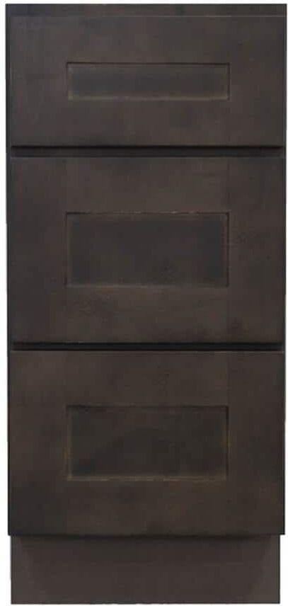 LIFEART CABINETRY Lancaster Shaker Assembled 12 x 21 x 33 in. Bath Vanity Cabinet with 3 Drawers in Vintage Charcoal