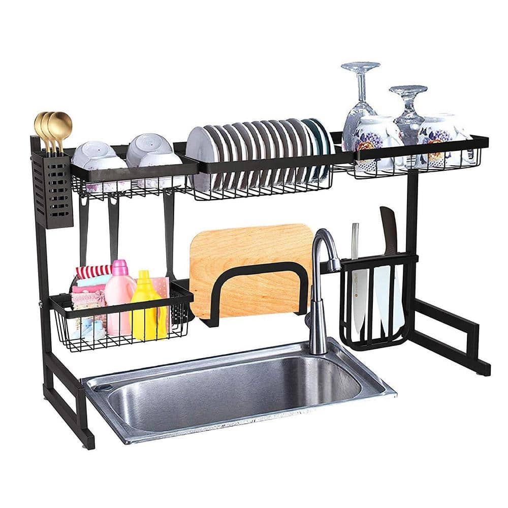 Siavonce Over The Sink Dish Drying Rack Stainless Steel Kitchen Supplies Storage Shelf Drainer Organizer, 35" x 12.2" x 20.4"