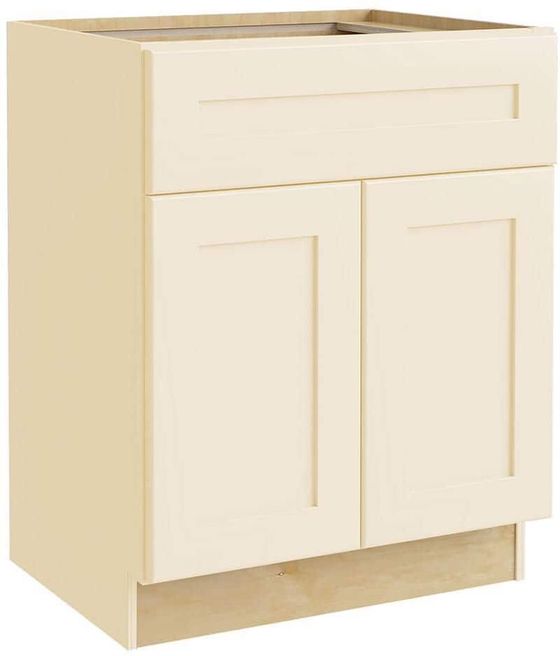 Home Decorators Collection Newport Cream Painted Plywood Shaker Assembled Sink Base Kitchen Cabinet Soft Close 30 in W x 24 in D x 34.5 in H