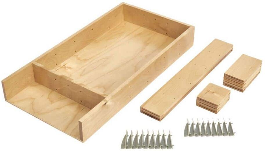 Rev-A-Shelf LD-4CT15-1 Small Adjustable Maple Wood Organizer Kitchen Drawer Kit