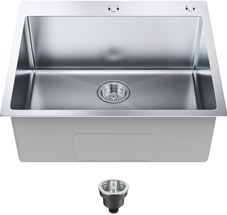 VEVOR Kitchen Sink 304-Stainless Steel Drop-In Sinks 25 in. Top Mount Single Bowl Basin with Accessories (Pack of 2)