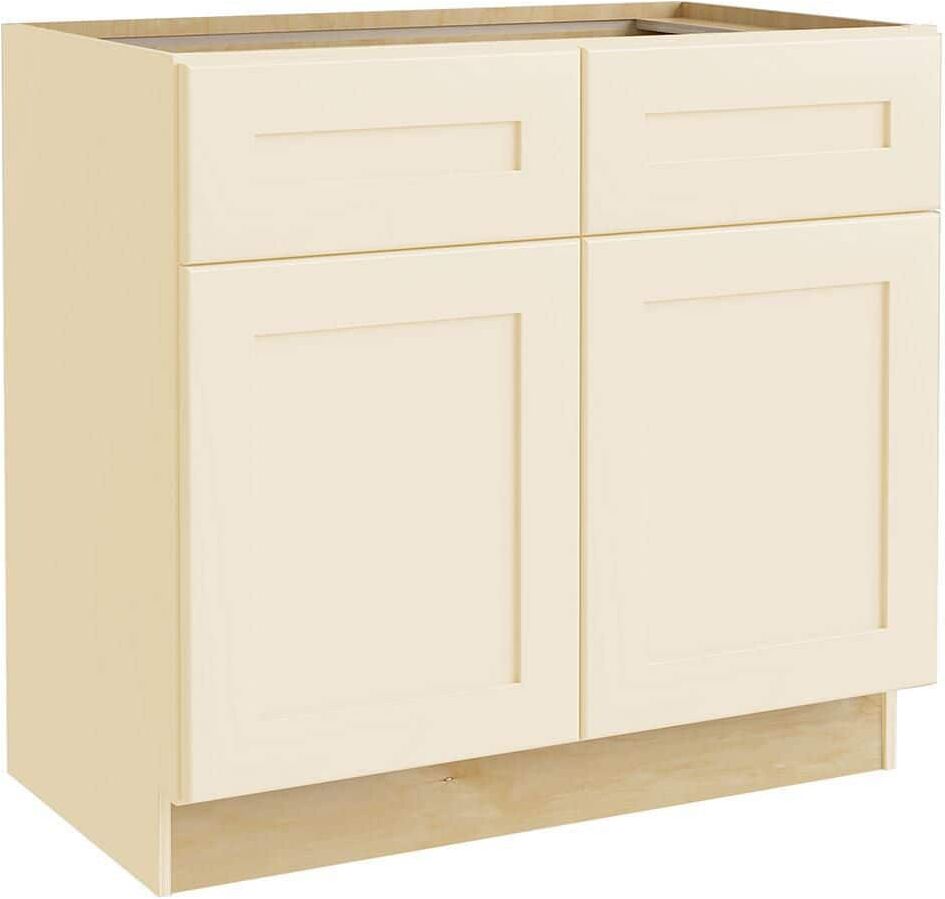 Home Decorators Collection Newport Cream Painted Plywood Shaker Assembled Sink Base Kitchen Cabinet Soft Close 33 in W x 24 in D x 34.5 in H