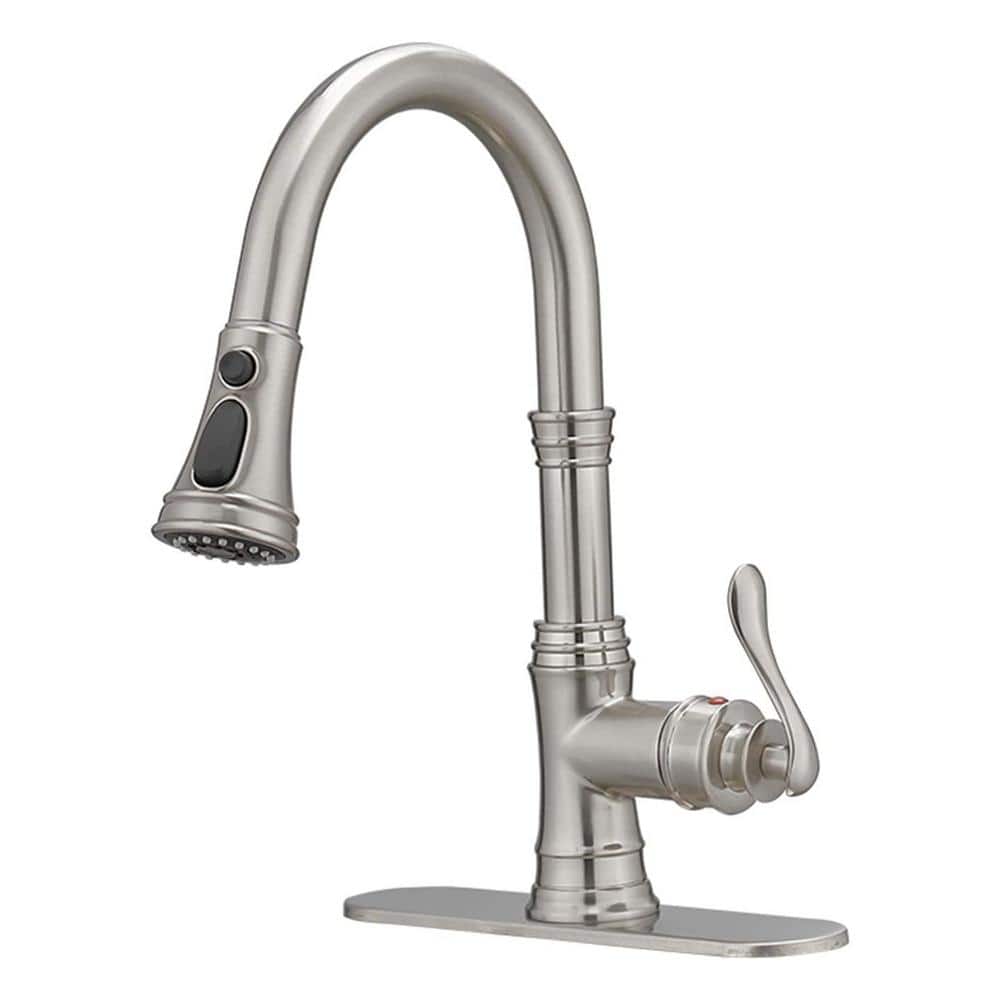 matrix decor Single Handle Pull Down Sprayer Kitchen Faucet with Spot Resistant in Brushed Nickel