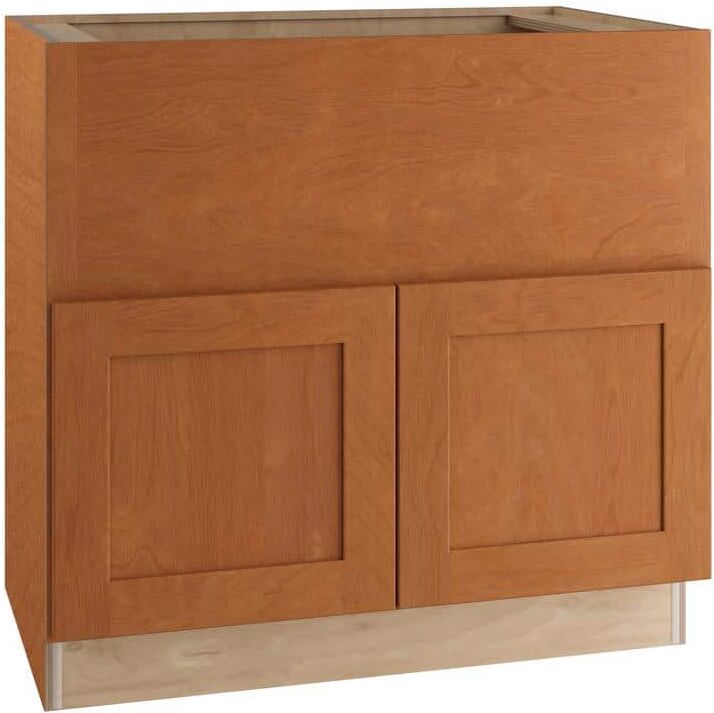 Home Decorators Collection Hargrove Cinnamon Stain Plywood Shaker Assembled Sink Base Kitchen Cabinet Soft Close 36 in W x 24 in D x 34.5 in H