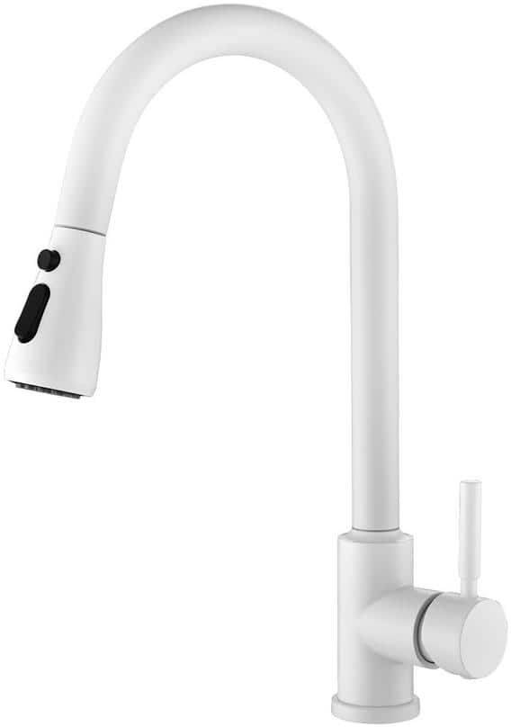 matrix decor Single Handle Touch Pull Down Sprayer Kitchen Faucet with Deckplate in White