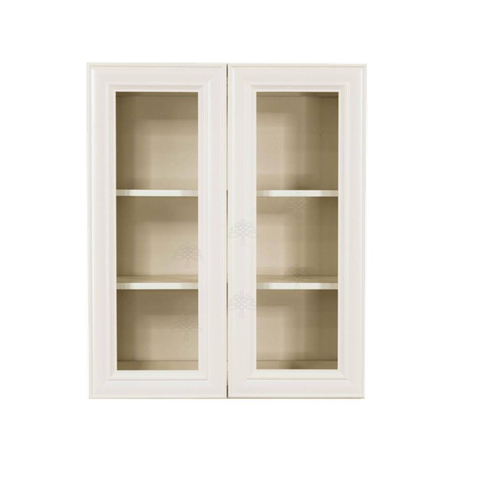 LIFEART CABINETRY Princeton Assembled 27 in. x 36 in. x 12 in. Wall Mullion Door Cabinet with 2-Door 2-Shelves in Off-White