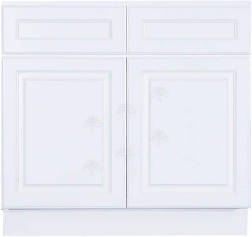 LIFEART CABINETRY LaPort Assembled 42x34.5x24 in. Sink Base Cabinet with 2 Doors and 2 Decoration Drawer Faces in Classic White