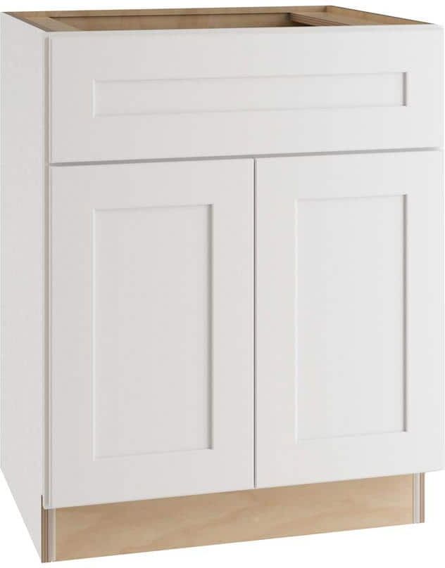 Home Decorators Collection Newport Pacific White Plywood Shaker Assembled Vanity Sink Base Kitchen Cabinet Soft Close 27 in W x 21 in D x 34 in H