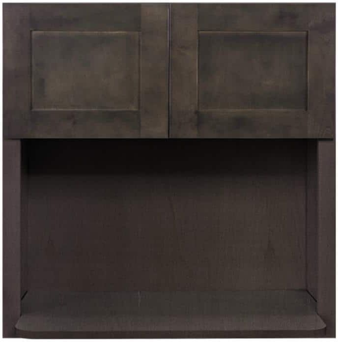 LIFEART CABINETRY Lancaster Vintage Charcoal Plywood Shaker Stock Assembled Wall Microwave Kitchen Cabinet 30 in. W x 12 in. D x 30 in. H