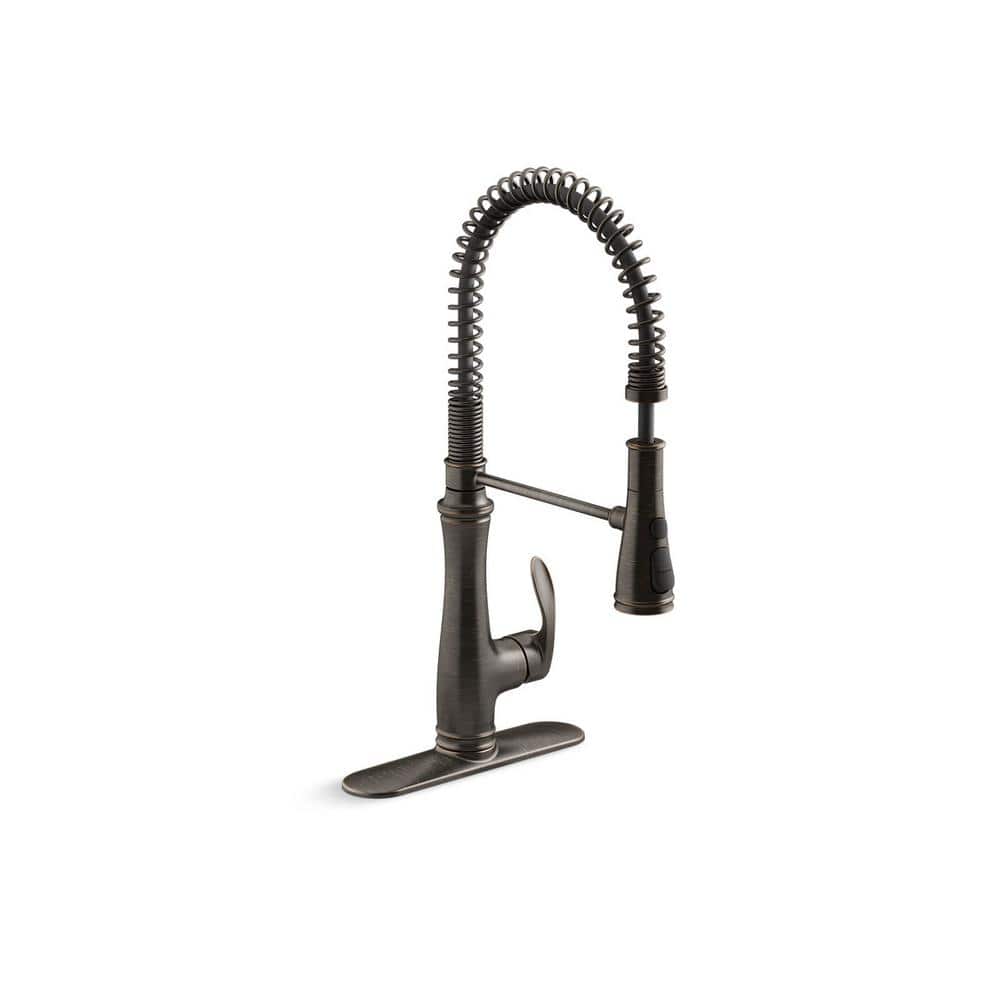 KOHLER Bellera Single-Handle Semi-Professional Pull Down Sprayer Kitchen Faucet in Oil-Rubbed Bronze