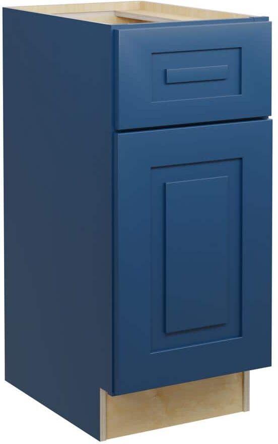 Home Decorators Collection Grayson Mythic Blue Painted Plywood Shaker Assembled Bath Cabinet Soft Close Left 15 in W x 21 in D x 34.5 in H