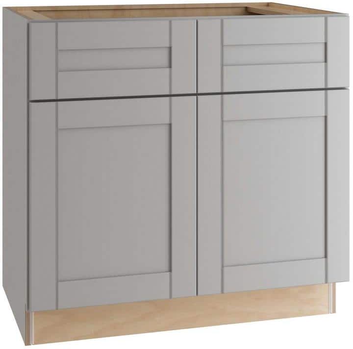 Home Decorators Collection Washington Veiled Gray Plywood Shaker Assembled Vanity Sink Base Kitchen Cabinet Sft Cls 33 in W x 21 in D x 34.5 in H