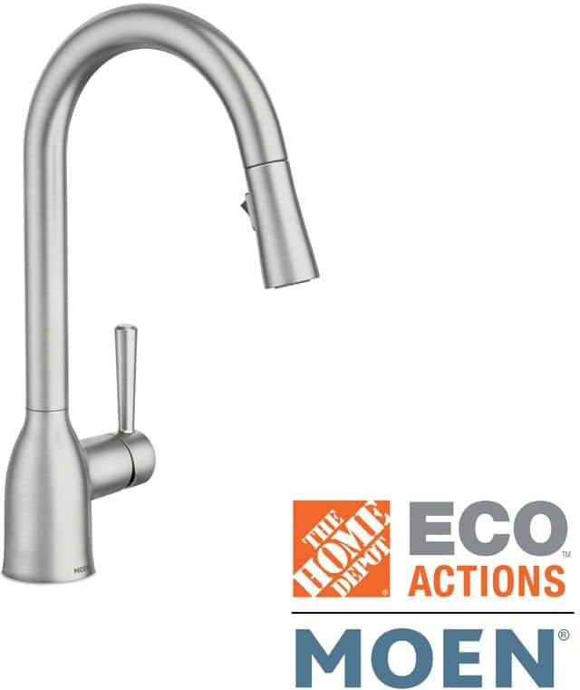 MOEN Adler Single-Handle Pull-Down Sprayer Kitchen Faucet with Power Clean and Reflex in Spot Resist Stainless