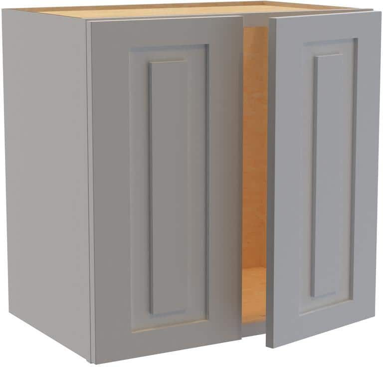 Home Decorators Collection Grayson Pearl Gray Painted Plywood Shaker Assembled Wall Kitchen Cabinet Soft Close 24 W in. 24 D in. 15 in. H