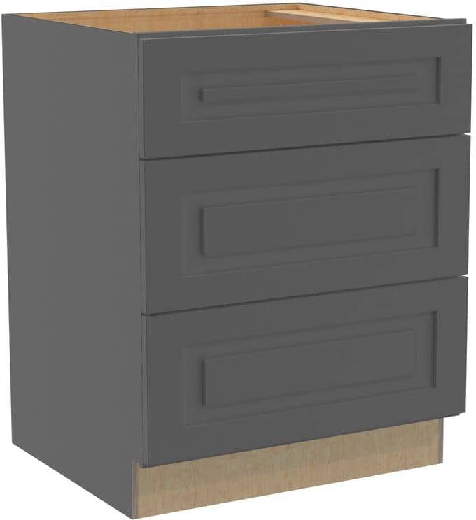 Home Decorators Collection Grayson Deep Onyx Painted Plywood Shaker Assembled Base Drawer Kitchen Cabinet 27 W in. 24 D in. 34.5 in. H