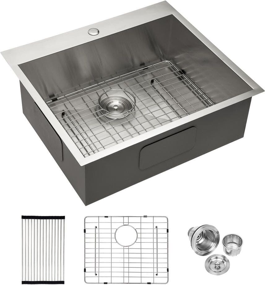 25 in. x 22 in. Undermount Kitchen Sink, 18-Gauge Stainless Steel Sinks Single Bowl in Brushed Nickel