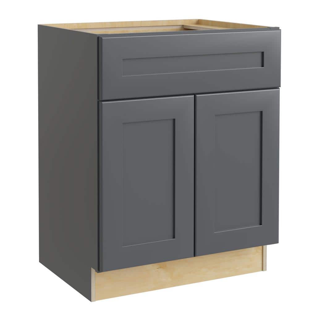 Home Decorators Collection Newport Deep Onyx Plywood Shaker Assembled Vanity Sink Base Kitchen Cabinet Sft Cl 24 in W x 21 in D x 34.5 in H