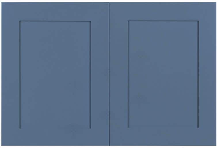 LIFEART CABINETRY Lancaster Blue Plywood Shaker Stock Assembled Wall Kitchen Cabinet 30 in. W x 27 in. H x 12 in. D