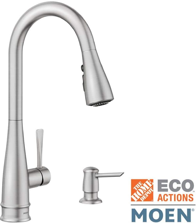 MOEN Birchfield Single-Handle Pull-Down Sprayer Kitchen Faucet with Reflex and PowerBoost in Spot Resist Stainless