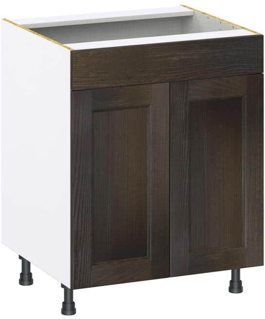 J COLLECTION Lincoln Chestnut Solid Wood Assembled Sink Base Kitchen Cabinet (27 in. W X 34.5 in. H X 24 in. D)