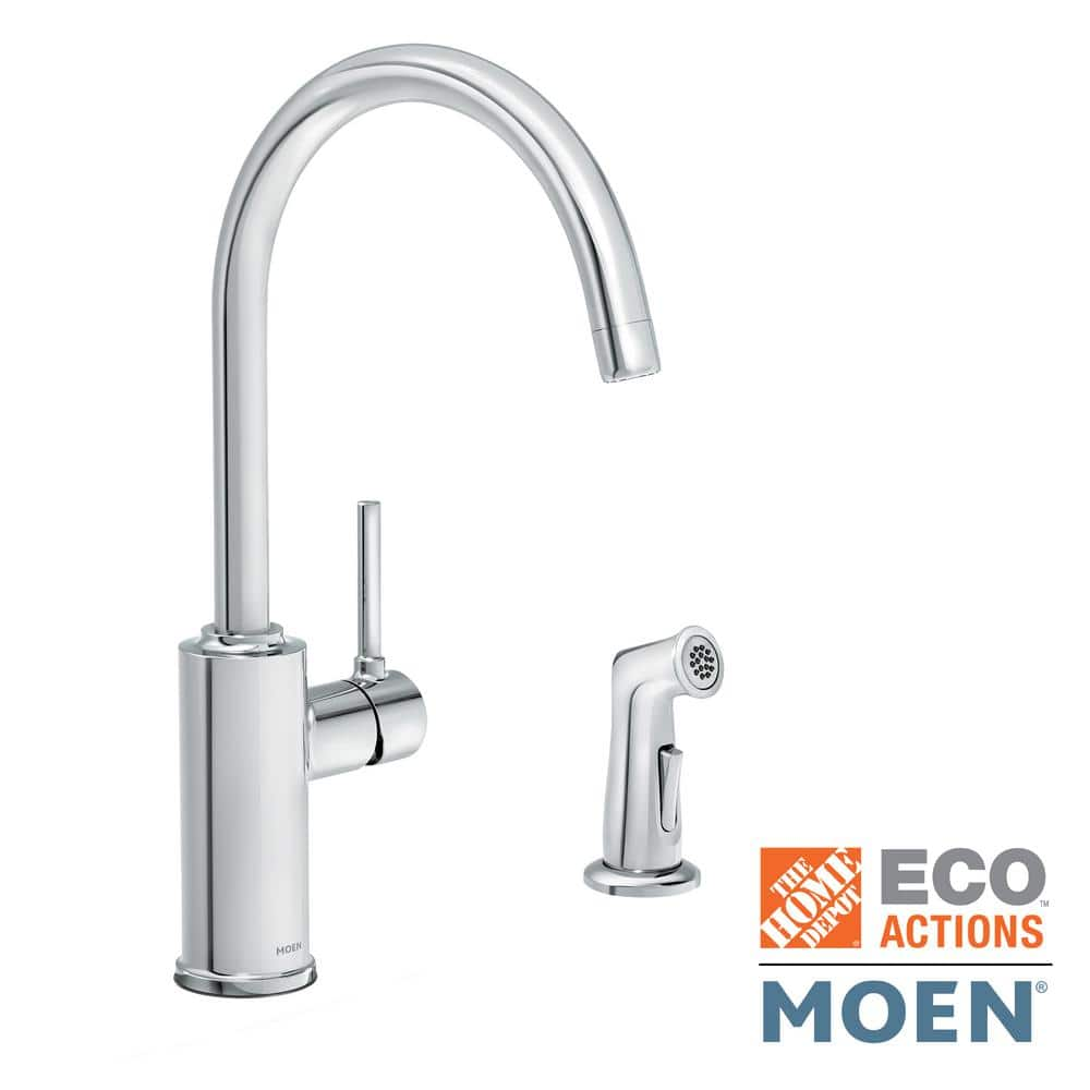 MOEN Sombra Single-Handle Standard Kitchen Faucet with Side Sprayer in Chrome