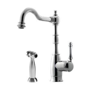 HOUZER Regal Traditional Single-Handle Standard Kitchen Faucet with Sidespray and CeraDox Technology in Polished Chrome